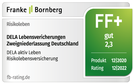 Bewertung einer Risikolebensversicherung von DELA, mit der Note "gut" (2,3).