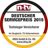 Deutscher Servicepreis 2015 - Testsieger Versicherer, im Vergleich: 75 Unternehmen.